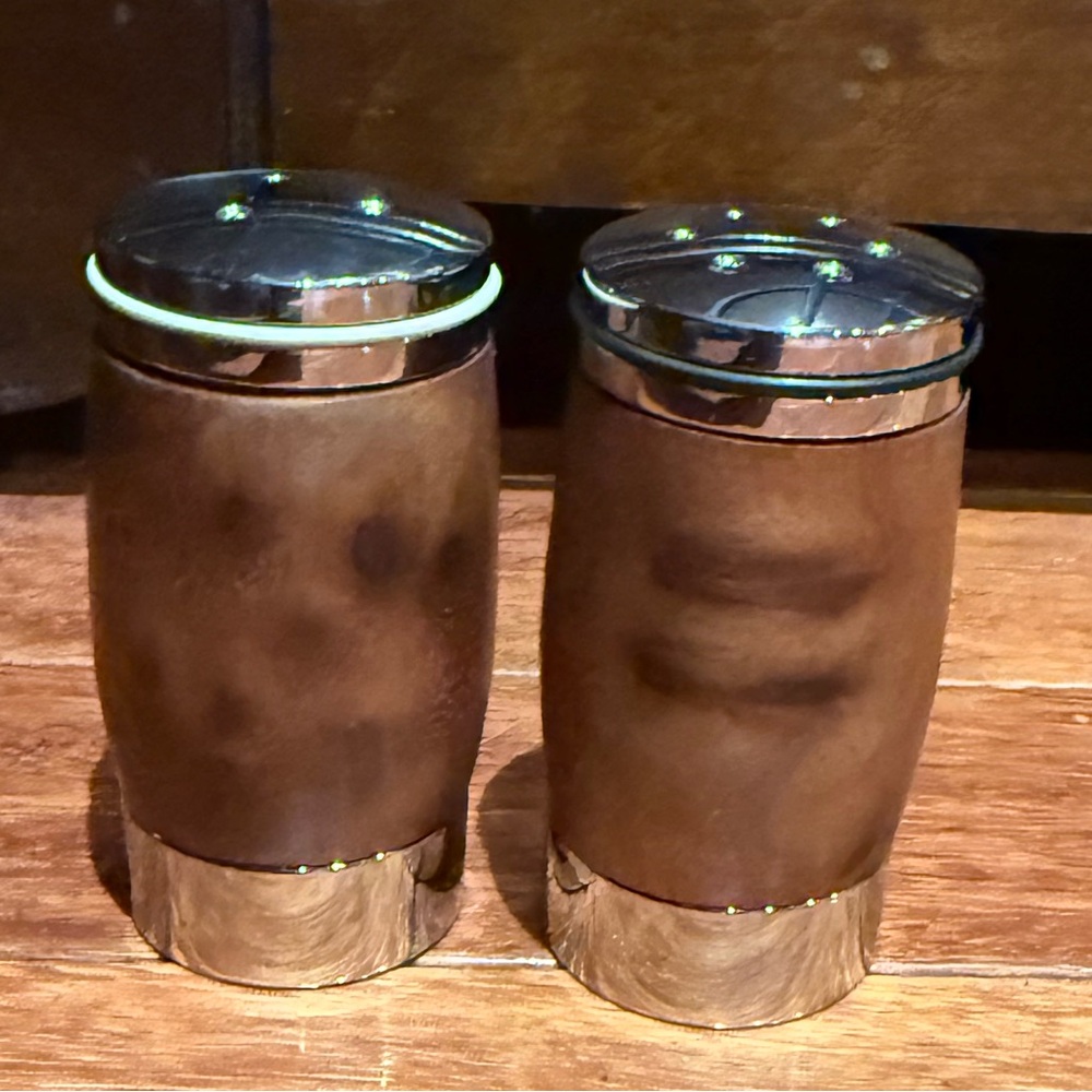 Brown and Silver Salt and Pepper Shakers